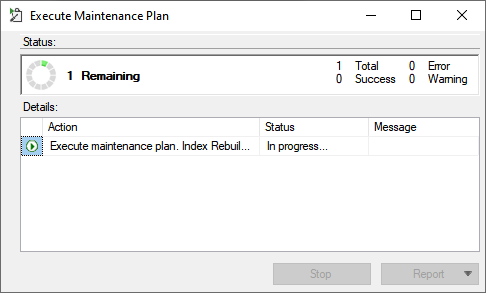 Executing the index rebuild job